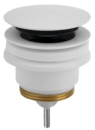 Odpływ umywalkowy 5/4”, klik-klak, duży korek, 10-45mm, biały mat