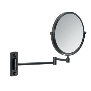 Gedy CO202414 GAIA wiszące lusterko kosmetyczne, średnica 180mm, dwustronne, czarny mat