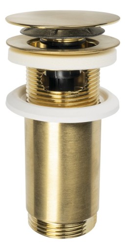 Korek umywalkowy 5/4“, klik-klak, duży grzybek, max 80mm, złoto mat