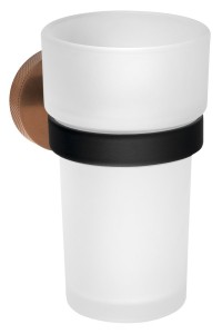 SAPHO WS004BC LARISSA kubek, skło mleczne, czarny/miedź mat