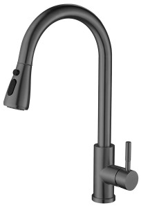 SAPHO MIKELA bateria kuchenna z wysuwaną wylewką, gun metal 1106-30GM
