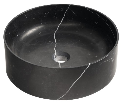 BLOK kamienna umywalka nablatowa, średnica 40cm, czarny matowy Marquin