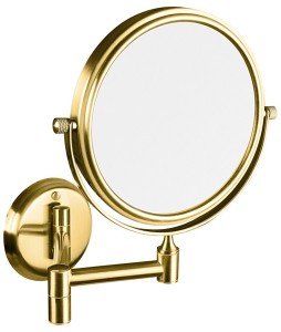 SAPHO XP012G Wiszące lusterko kosmetyczne, średnica 140mm, dwustronne, złoto