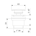 MINIMAL odpływ umywalkowy 5/4”, click-clack, duży korek, stal nierdzewna mat