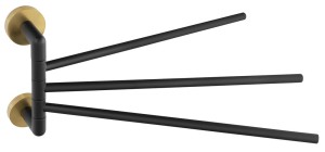 SAPHO WS022BG LARISSA wieszak na ręczniki potrójny obrotowy 350mm, czarny/złoty mat