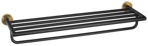 SAPHO WS029BG LARISSA półka na ręczniki z uchwytem 600mm, czarny/złoty mat