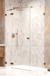 Radaway Essenza Pro 8 Brushed Copper KDJ kabina kwadratowa/prostokątna drzwi 110 lewe + ścianka, szkło przejrzyste. Dostawa gratis!