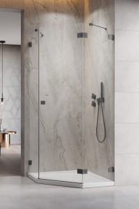 Radaway Essenza Pro PTJ Brushed GunMetal kabina pięciokątna 80x90 prawe, szkło przejrzyste, 10100000-92-01R + 10100400-01-01. Dostawa gratis!