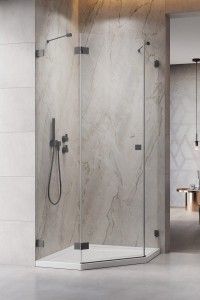 Radaway Essenza Pro PTJ Brushed GunMetal kabina pięciokątna 100x80 lewe, szkło przejrzyste, 10100000-92-01L + 10100800-01-01. Dostawa gratis!