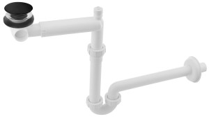 Bruckner 151.133.9 URBINO syfon umywalkowy oszczędzający miejsce, korek klik-klak, 5/4", odpływ 32mm, czarny mat