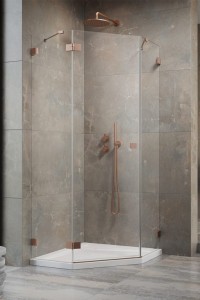 Radaway Essenza Pro PTJ Brushed Copper kabina pięciokątna 100x90 lewe, szkło przejrzyste, 10100000-93-01L + 10100900-01-01. Dostawa gratis!