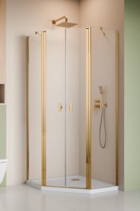 Radaway Nes 6 Gold PTD kabina pięciokątna, drzwi wahadłowe 10051000-09-01 do kompletowania ze ścinkami bocznymi.