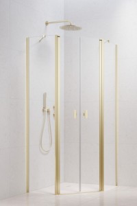 Radaway Nes 6 Brushed Light Gold PTD kabina pięciokątna, drzwi wahadłowe 10051000-98-01 do kompletowania ze ścinkami bocznymi.