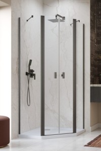 Radaway Nes 6 Brushed GunMetal PTD kabina pięciokątna, drzwi wahadłowe 10051000-92-01 do kompletowania ze ścinkami bocznymi.