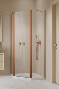 Radaway Nes 6 Brushed Copper PTD kabina pięciokątna, drzwi wahadłowe 10051000-93-01 do kompletowania ze ścinkami bocznymi. 