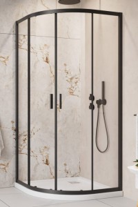 Radaway Alienta Black A 90x90x190 kabina półokrągła, profil czarny, szkło przejrzyste 10229090-54-01