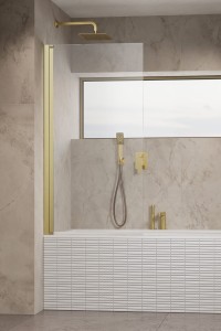 Radaway NES PNJ BRUSHED GOLD 90 parawan nawannowy jednoczęściowy uchylny lewy. Dostawa gratis!