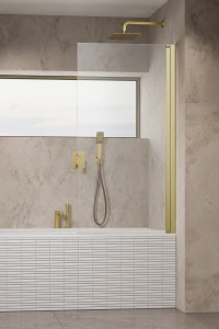 Radaway NES PNJ BRUSHED GOLD 100 parawan nawannowy jednoczęściowy uchylny prawy. Dostawa gratis!