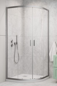 Radaway Alienta Brushed Nickel A 90x90x190 kabina półokrągła, szkło przejrzyste 10229090-91-01