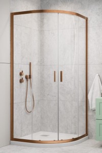 Radaway Alienta Brushed Copper A 90x90x190 kabina półokrągła, szkło przejrzyste 10229090-93-01