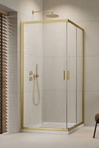 Radaway Alienta Brushed Light Gold C 90x90x190 kabina kwadratowa, szkło przejrzyste 10239090-98-01
