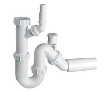 McAlpine TP31VW50 Syfon zlewozmywakowy rurowy 1.1/2x50mm z podłączeniem do pralki lub zmywarki