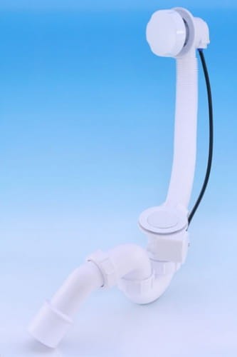 McAlpine HC31-WH Zestaw odpływowo-przelewowy wannowy z odejściem 40/50mm,z mechanizmem autom. pokrętło ABS BIAŁY