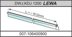 Radaway Uszczelka płetwa dolna do drzwi prysznicowych, parawanów na szybę 6mm, L812mm 007-106400900, 007-106401000
