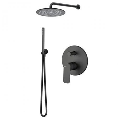 Vema Slate Zestaw natryskowy podtynkowy deszczownica 20 cm czarny mat SLAZES20/CZAR
