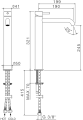 Vema Tiber Steel Bateria umywalkowa wysoka z korkiem klik-klak stal nierdzewna V17021/K rysunek techniczny