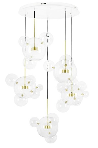 Lampa wisząca CAPRI DISC 5 złota - LED, aluminium, szkło King Home XCP9148-5A