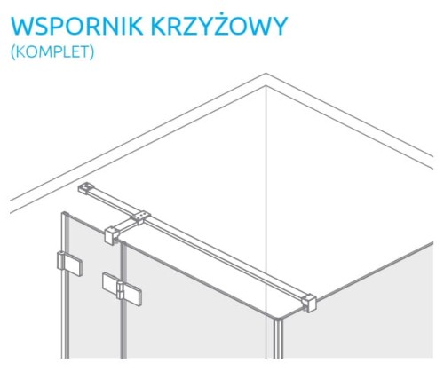 Radaway 6KWK1 wspornik krzyżowy na szybę 6mm