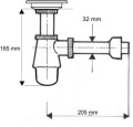 McAlpine 220+255CB Syfon umywalkowy butelkowy niski 1.1/4x32mm wykonany z mosiądzu 