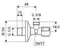  Zawór kątowy 1/2 x 3/8 Schell Comfort bez zac. 052120699