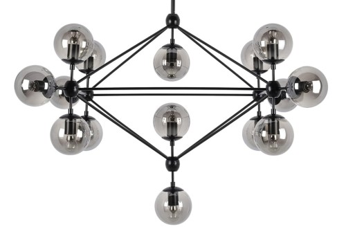 Lampa wisząca PLANETARIO 15 czarna - klosze dymione King Home MD10230-15