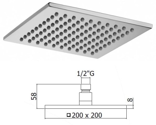 SYNCRO Deszczownica 20x20cm chrom ZSOF075CR