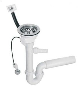 McAlpine HC7+PUFS113R-CP Syfon zlew.rurowy 3,5"x50mm z podłą.do pralki lub zmywarki, spust z mech.automatycznym, przelew