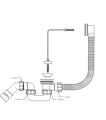 McAlpine HC30-EX Zestaw odpływowo-przelewowy wannowy z odejściem 40/50mm, korek gumowy wraz z łańcuszkiem