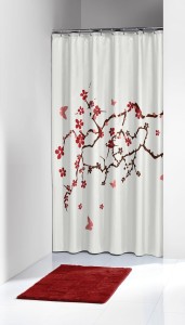 *Sealskin BLOSSOM RED zasłona prysznicowa 180x200 233451359