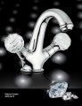 Giulini G. 3961 Odessa bateria umywalkowa z korkiem automatycznym z pokrętłami Swarovski 