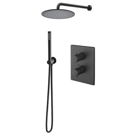 Zestaw natryskowy podtynkowy termostatyczny deszczownica 20 cm czarny mat 82ZES20/CZAR
