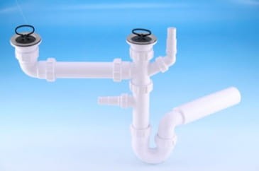 Mc-Alpine HC7+DO2-W Syfon zlewozmywakowy rurowy podwójny 11/2X50mm z podłączeniem pralki i zmywarki