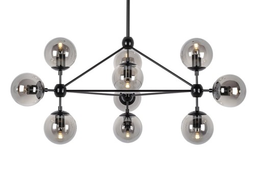 Lampa wisząca PLANETARIO 10 czarna - klosze dymione King Home MD10230-10