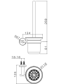 Vema Tiber Steel Szczotka wisząca WC stal nierdzewna V17340 rysunek techniczny