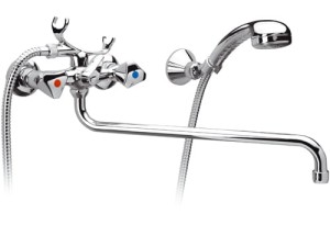 Remer Rubinetterie 3012004W Standard Bateria wannowa ścienna z dłuższą wylewką