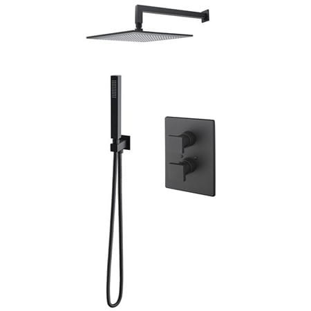 Zestaw natryskowy podtynkowy termostatyczny deszczownica 20 cm czarny mat 92ZES20/CZAR