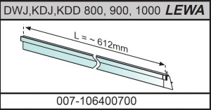 ***Radaway Uszczelka płetwa dolna do drzwi prysznicowych, parawanów na szybę 6mm, L612mm 007-106400700, 007-106400800