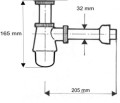 McAlpine 220CB Syfon umywalkowy butelkowy niski 1.1/4x32mm wykonany z mosiądzu pokryty warstwą chromu bez spustu