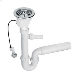 McAlpine HC7+PUS113-CP Syfon zlewozmywakowy rurowy 3,5"x50mm z podłączeniem do pralki lub zmywarki, spust z mech.automatycznym