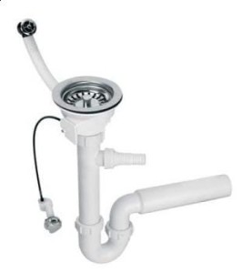 McAlpine HC7+PUFS113-CP-25 Syfon zlew.rurowy 3,5"x50mm z podłą.do pralki lub zmywarki, spust z mech.automatycznym ,przelew